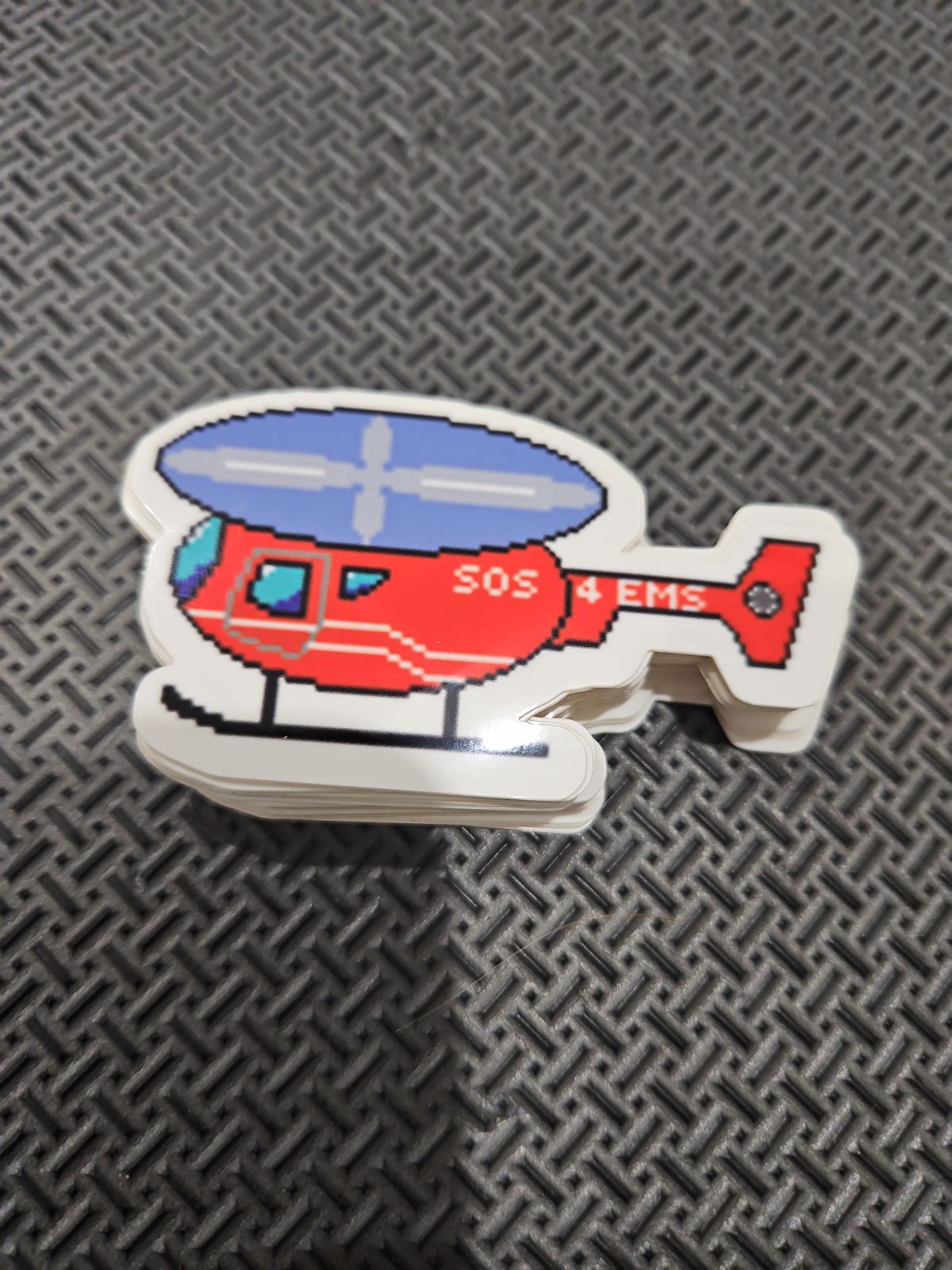 Pixelated Helicopter Vinyl Sticker