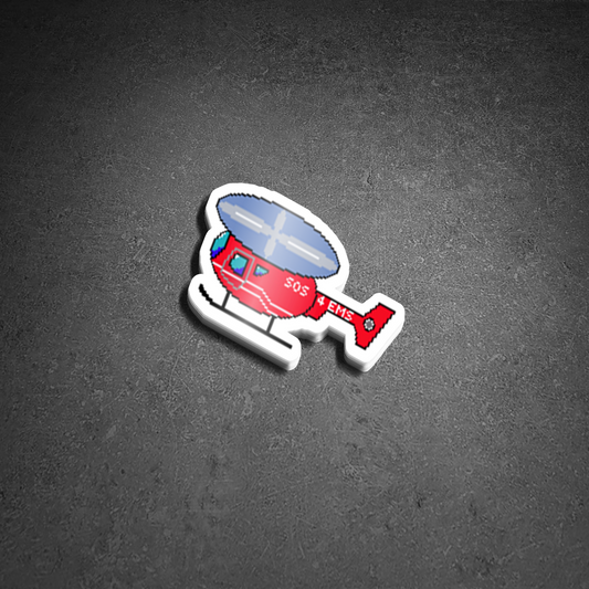 Pixelated Helicopter Vinyl Sticker