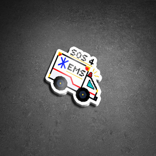 Pixelated Ambulance Vinyl Sticker